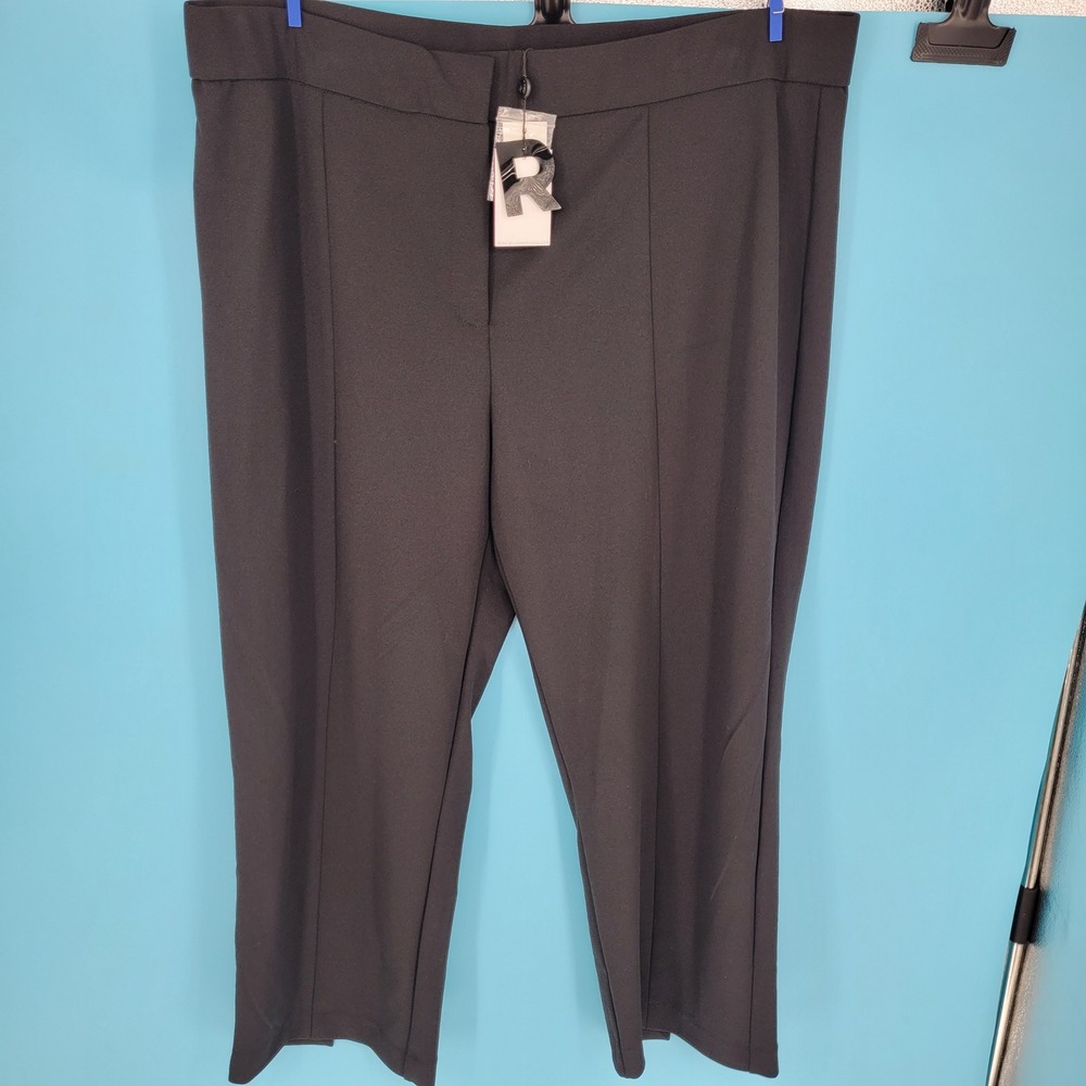 NWT Rebel Wilson X Angels Pearl Studded Split Hem Crop Pants Charcoal Sz 22W new